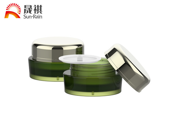 Frascos plásticos da parede verde do dobro de PMMA 15g 30g 50g em volta do frasco cosmético SR-2302