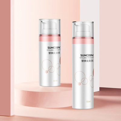 Embalagem de PET de 30 ml 50 ml de bomba Cosmético Reemplável Reemplável PET de parede dupla Frasco de creme facial